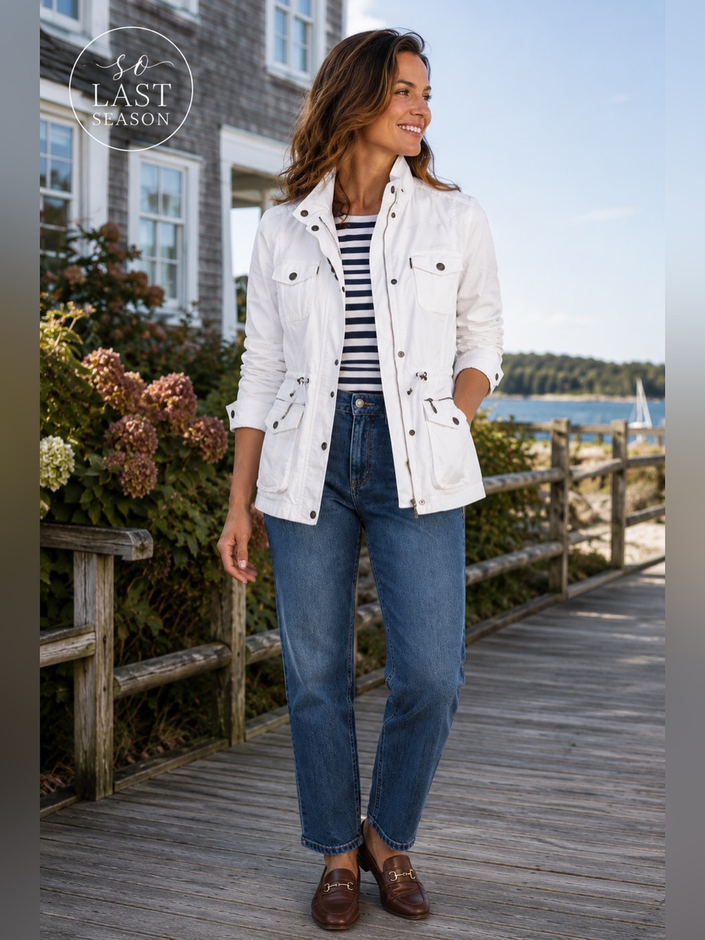 L.L.Bean Women’s White Utility Safari Field Jacket Medium